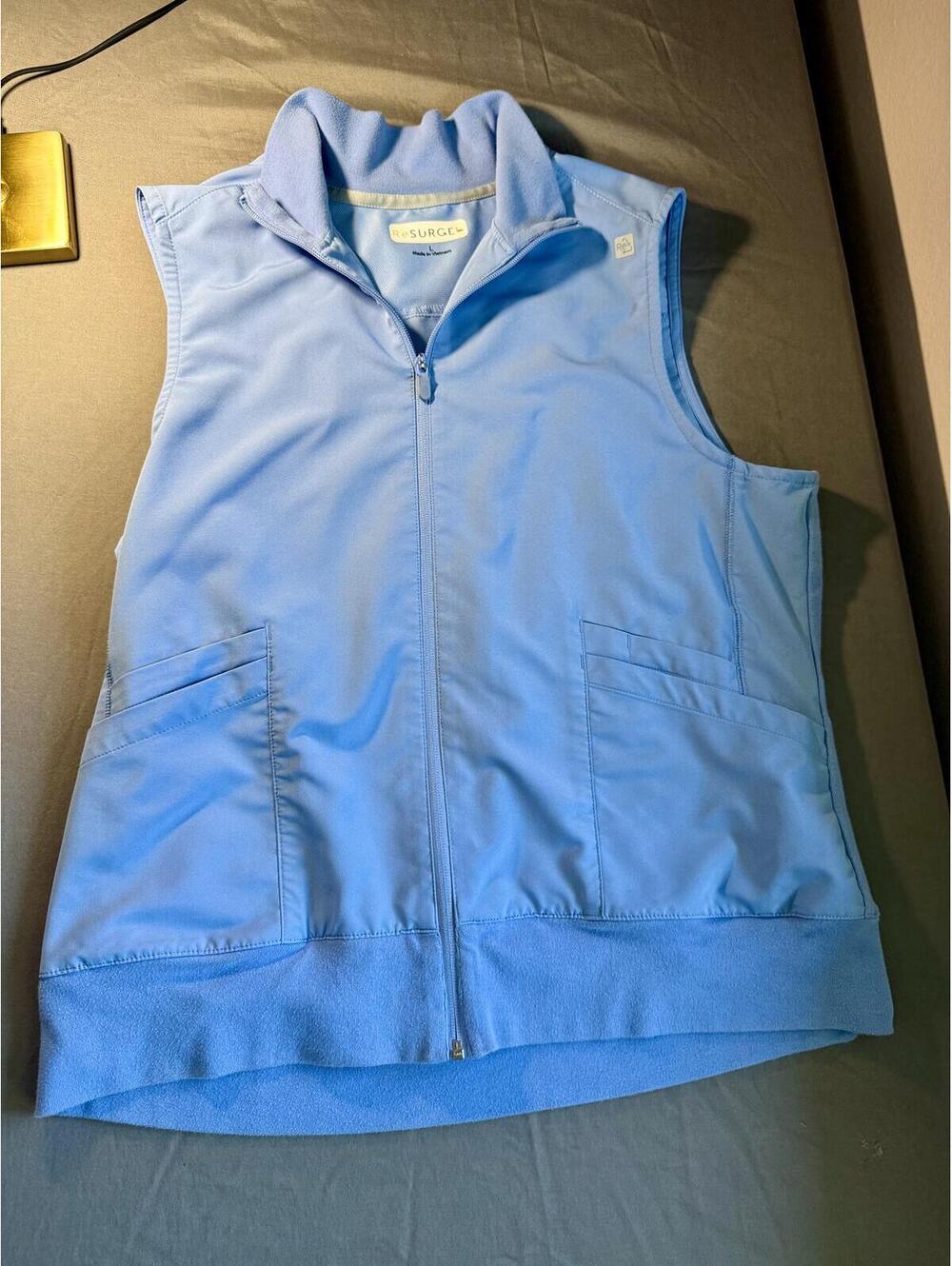 ReSURGE Light Blue Sleeveless Zip-Up Vest, Size L